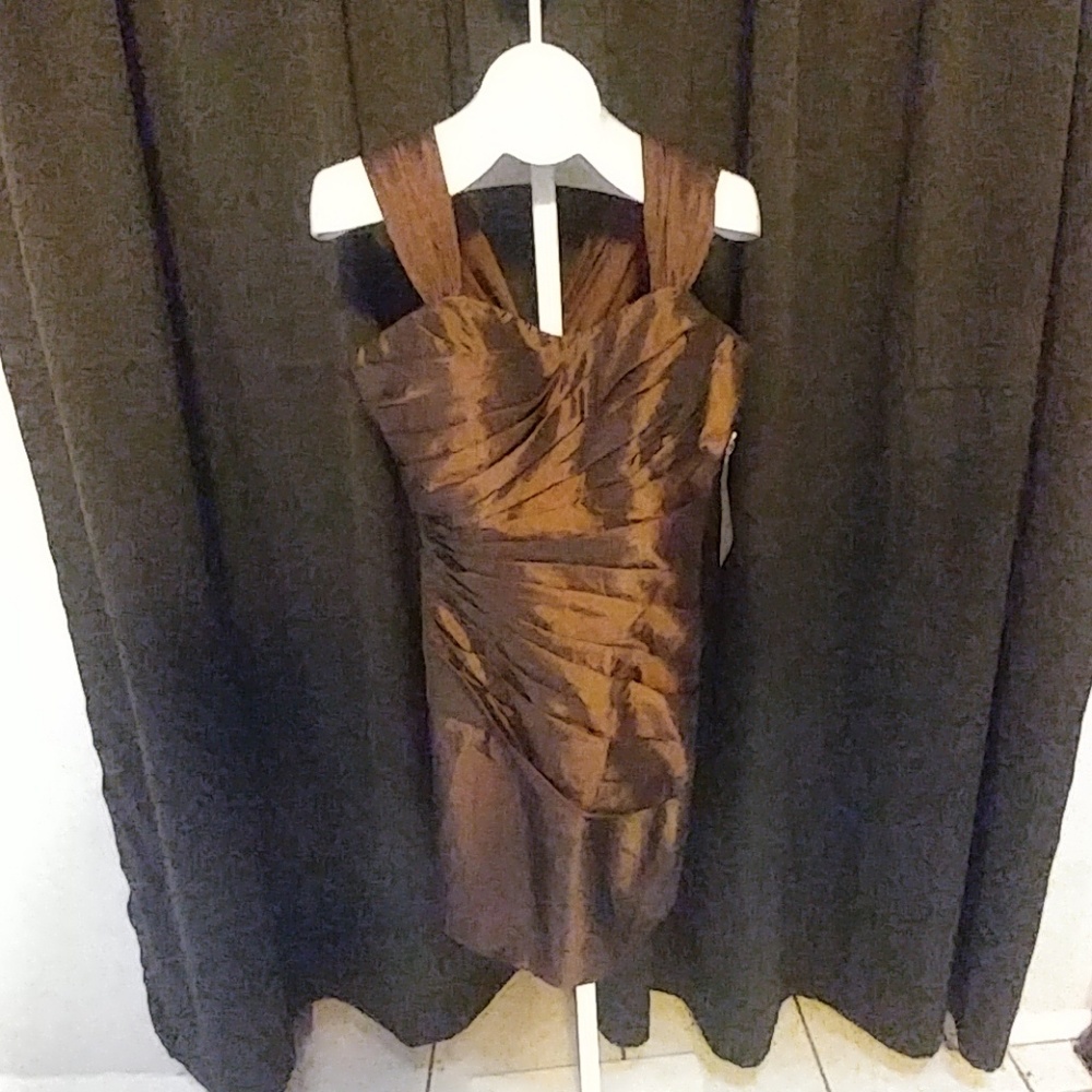 Val Stefani brown taffeta cocktail dress